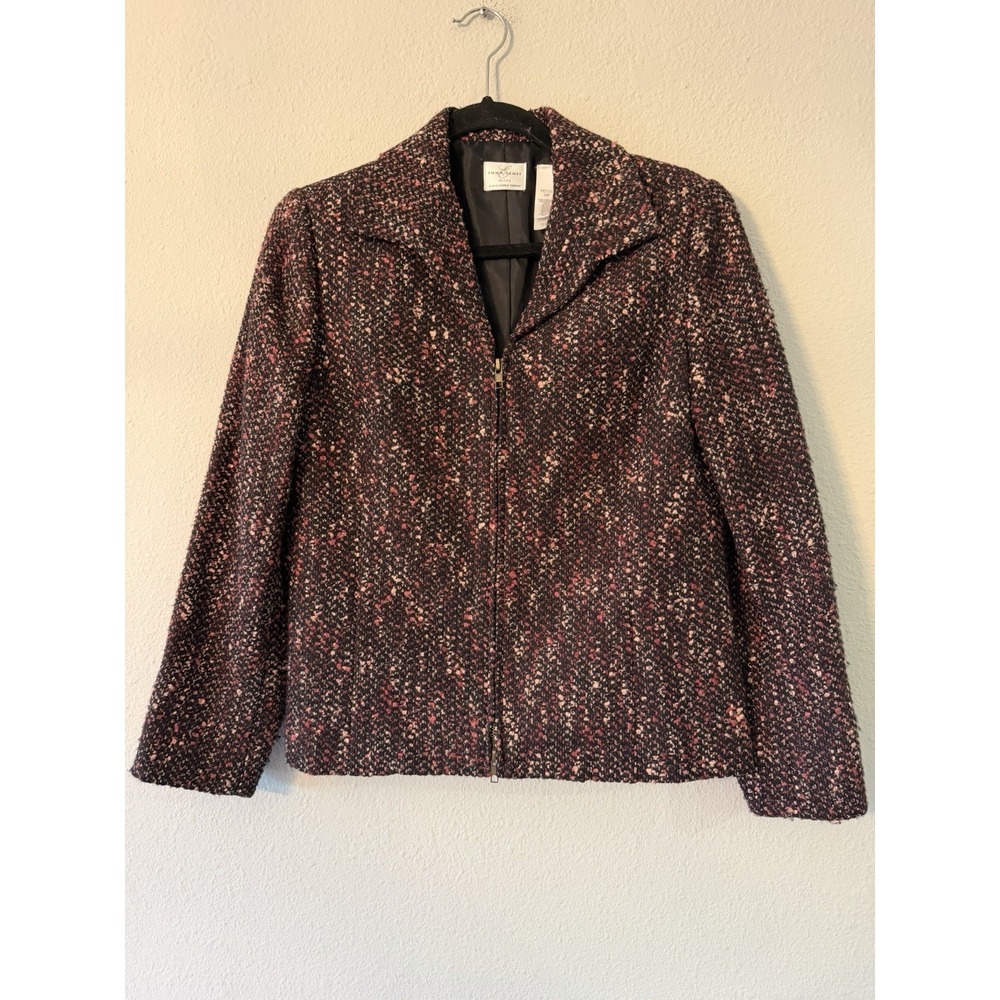 Emma James Petite 10P Zip‎ Up Sweater Jacket Petite Y2K Vintage VTG Blazer Berry